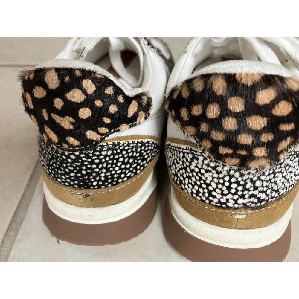 Madewell Kickoff Trainer Sneakers White in Leather Spot Mix Calf Hair Size 5